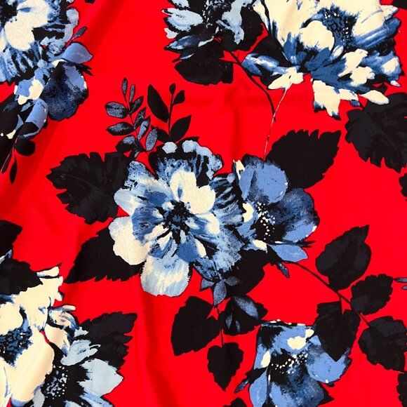 Tommy Hilfiger Red Black Blue Floral Blouse Top Women's Size Medium - Picture 4 of 6